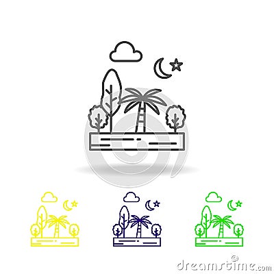 Trees, nature, forest, night, moon, stars colored icon. Can be used for web, logo, mobile app, UI, UX Stock Photo