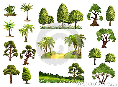 Trees, nature forest Vector Illustration