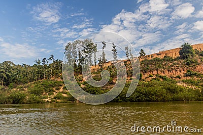 Trees are removed due to increasing levels of Nam Ou river during Nam Ou 3 dam filling, La Stock Photo