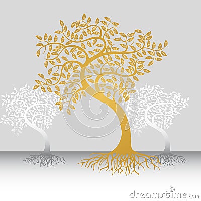 Trees with Roots Vector Illustration