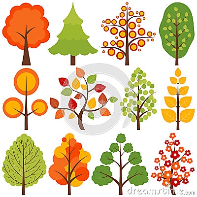 Trees Set Vector Illustration