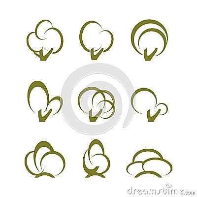 Trees and shrubs Vector Illustration