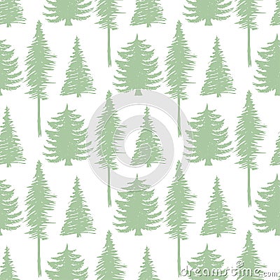Trees silhouette seamless patten. Vector ecology backdrop. Vector Illustration