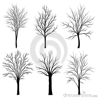 Trees silhouettes set on white background vector Vector Illustration