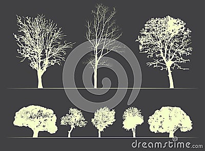 Trees on soft dark background Vector Illustration