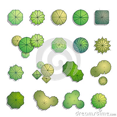 Trees top view for landscape design Vector Illustration