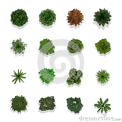 Trees top view for landscape Vector Illustration