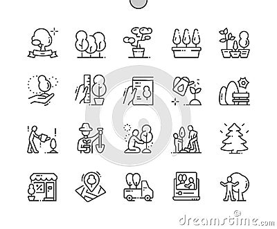 Trees Well-crafted Pixel Perfect Vector Thin Line Icons 30 2x Grid for Web Graphics and Apps Vector Illustration