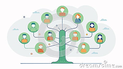 A treeshaped diagram with the trunk representing the origin of the rumor and the branches representing different groups Vector Illustration