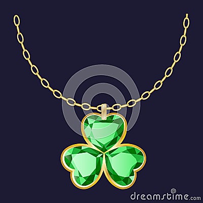 Trefoil pendant necklace icon, realistic style Vector Illustration