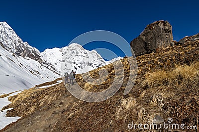 Trek to Annapurna Basecamp Stock Photo