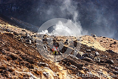 Trekkers returning from the Annapurna Base Camp Trek, Nepal Stock Photo