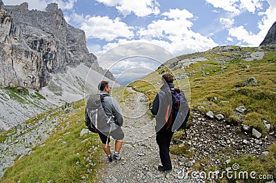 Trekking in the alps Stock Photo