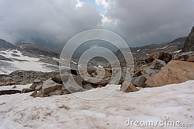 Trekking in Alps Stock Photo