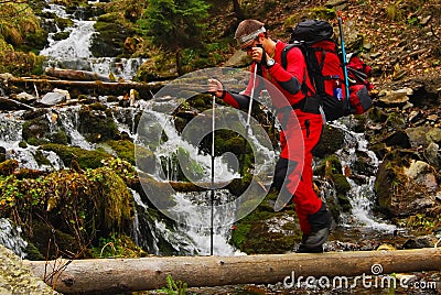 Trekking in carpathians mountains Stock Photo