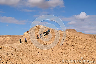 Trekking in Negev desert, Israel Editorial Stock Photo