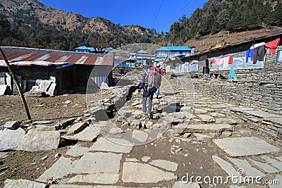 Mountainous, landforms, mountain, range, geological, phenomenon, village, recreation, backpacking, hut, glacial, landform, slum, a Editorial Stock Photo