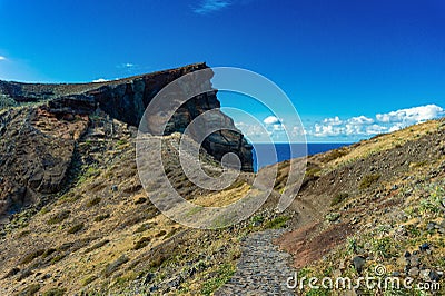 Trekking path at Ponta de Sao Lourenco, Madeira Stock Photo