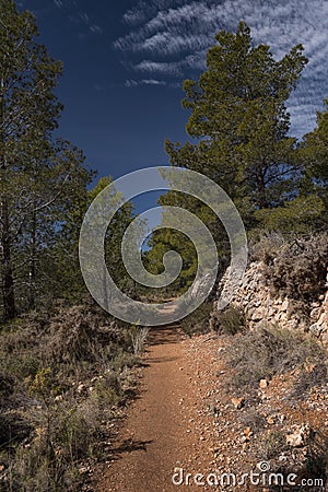 Trekking path in Puig Campana Stock Photo