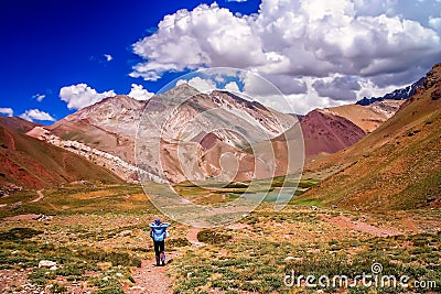 On the trekking path to Aconcagua Stock Photo