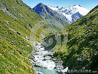 Trekking between Rees and Dart river in Mt. Aspiring national park, New Zealand Stock Photo