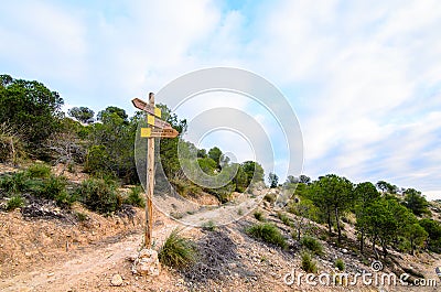 Trekking routes post Stock Photo