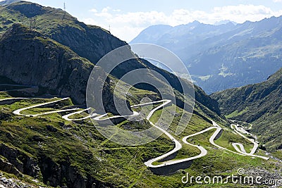 Tremola old road which leads to St. Gotthard pass Stock Photo