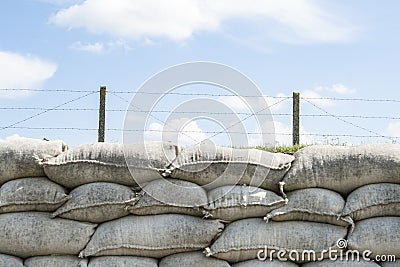 Trenches of death WW1 sandbag flanders fields Belgium Stock Photo