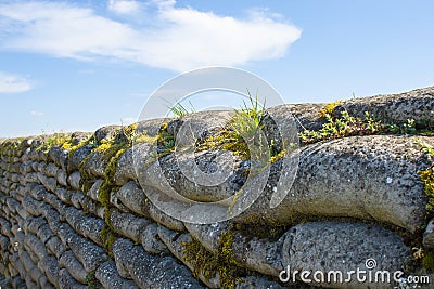 Trenches of death WW1 sandbag flanders fields Belgium Stock Photo