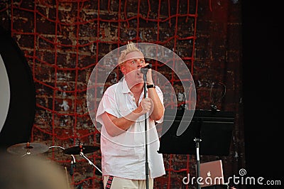 Trencin, Slovakia - July 9, 2011: Johnny Rotten performing live with Public Image limited PIL, ex Sex Pistols at Pohoda Festival Editorial Stock Photo