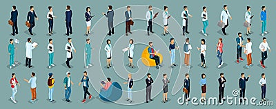 Isometric Set Businessmen and Businesswomen Vector Illustration