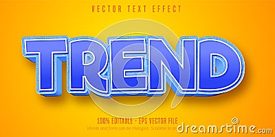 Trend text, cartoon style editable text effect Vector Illustration