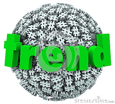 Trend Word Hashtag Tag Number Sign 3D Sphere Stock Photo