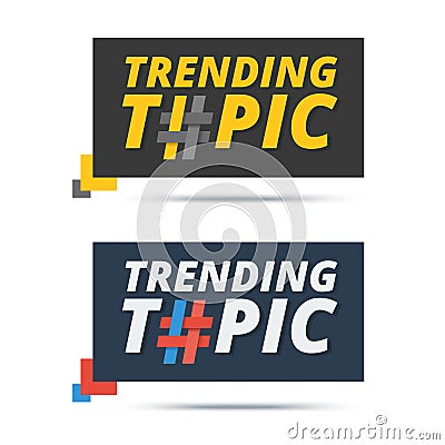 Trending topic banner with hashtag sign. Vector web icon design Vector Illustration