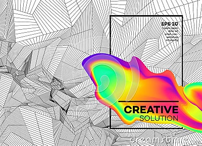 Trendy abstract background with dynamic particles and color flow shape. Modern science or technology element. Vector Vector Illustration