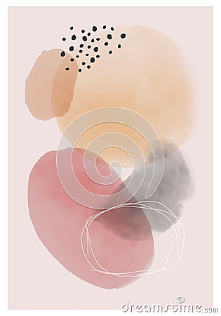 Trendy abstract creative minimalist watercolor artistic hand painted composition Vector Illustration