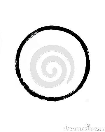 Simple Black Circle on White Background. Hand Drawn Decorative Design Stock Photo