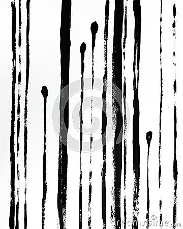 Trendy Abstract Interior Poster. Black Hand Drawn Illustration. Stripes on White Background. Stock Photo