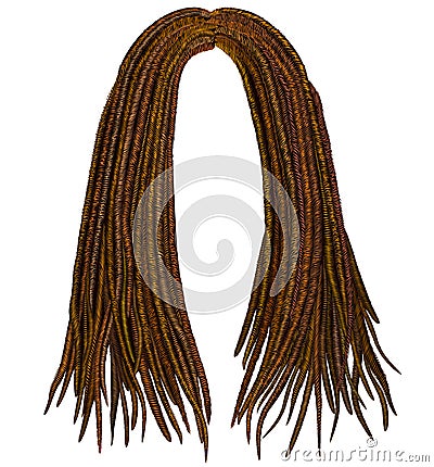 Trendy african long hair dreadlocks . fashion beauty style . Vector Illustration