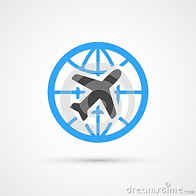 Trendy airplane travel flight icon. Vector Cartoon Illustration