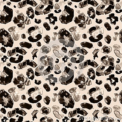 Trendy Animal leopard skin seamless pattern. Brown and beige colors. Stock Photo