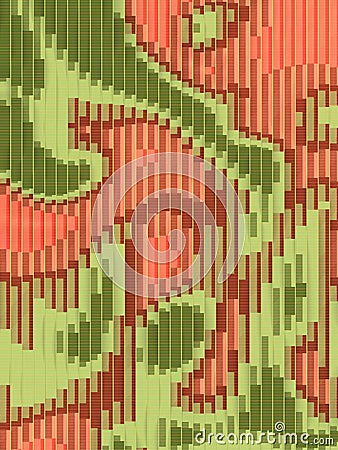 Trendy art design template with wave harmonious color pattern on a surface of vertical lines. 3d rendering illustration Cartoon Illustration