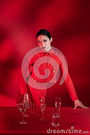 trendy asian woman with artistic makeup Stock Photo