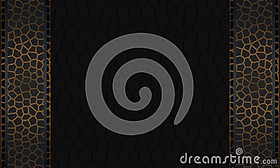 Trendy background pattern of geometric shapes. The pattern with the texture is evenly filled with black indented polygons in the f Vector Illustration