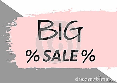Trendy banner, flyer, sticker with text Big Sale. Horizontal advertising template. Vector Illustration