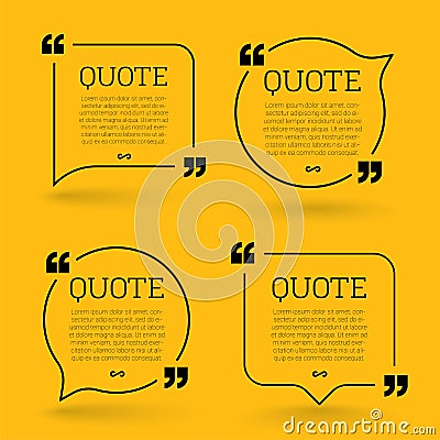 Trendy block quote modern design elements. Creative quote and comment text frame Vector Illustration