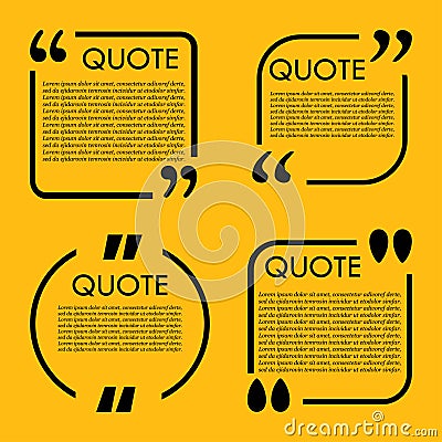 Trendy block quote modern design elements. Creative quote and comment text frame template Vector Illustration