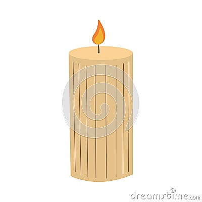 Trendy candle with flame, modern element for home decor. Home aromatherapy, hygge home decoration, vector illustrationin flat Vector Illustration