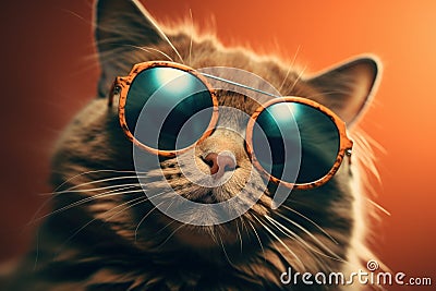 Trendy Cat stylish glasses. Generate Ai Stock Photo