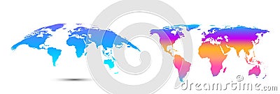 Trendy colored abstract world map on white Vector Illustration